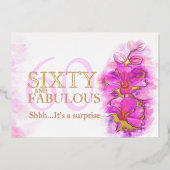 Orchidee waterverf paars 60 en geweldig folie uitnodiging (Voorkant)