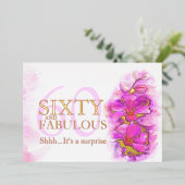 Orchidee waterverf paars 60 en geweldig folie uitnodiging (Staand Voorkant)