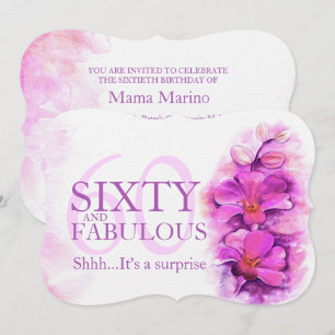 Orchidee waterverf paars 60 en geweldig kaart