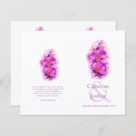 Orchidee waterverf paars roze weddenschap (Voorkant / Achterkant)