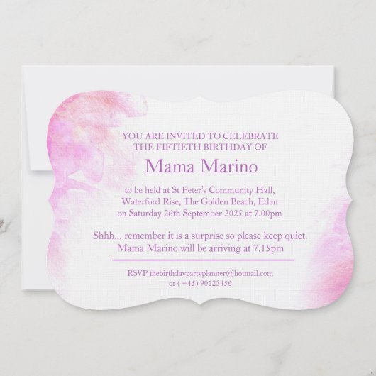 Orchidee waterverf paars vijftig en geweldig kaart (Achterkant)