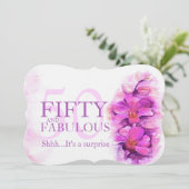 Orchidee waterverf paars vijftig en geweldig kaart (Staand voorkant)