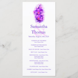 Orchidee waterverf paarse bruiloft programma rack  programmakaart