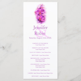 Orchidee waterverf paarse roze trouwkaart programmakaart