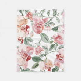 Orchidee Weide Waterverf Bloem Blozend Botanisch Fleece Deken