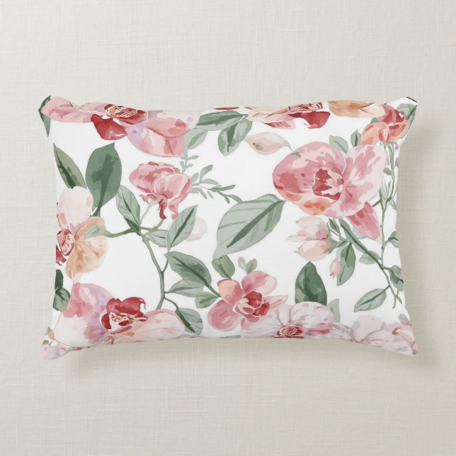 Orchidee Weide Waterverf Bloemendecor Blozend Bota Accent Kussen (Voorkant)