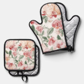 Orchidee Weide Waterverf Bloemendecor Blozend Bota Ovenwant & Pannenlap Set (Voorkant / Achterkant)