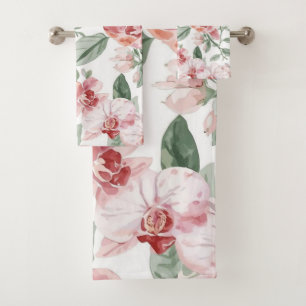 Orchidee Weide Waterverf Bloemendecor Blozende Bot Bad Handdoek