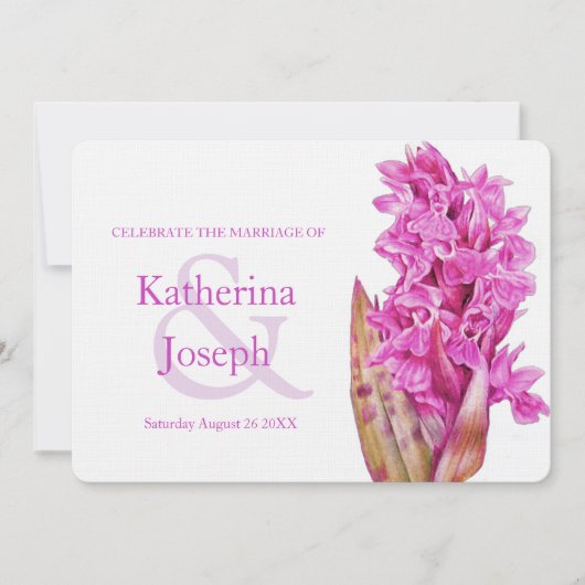 Orchidee wilde bloem waterverf paarse bruiloft uit kaart (Voorkant)