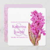 Orchidee wildflower waterverf vierkant bruiloft ui kaart (Voorkant / Achterkant)