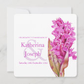Orchidee wildflower waterverf vierkant bruiloft ui kaart (Voorkant)