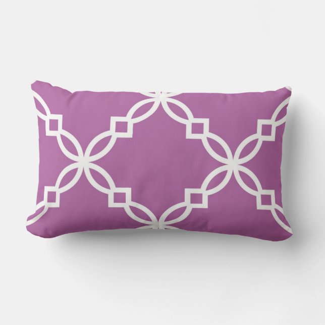 Orchidee Wit Groot Fantasie Quatrefoil Patroon Kussen (Voorkant)