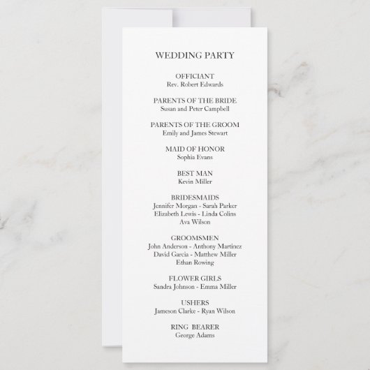 Orchidee wit script bruiloft Programmakaart (Achterkant)