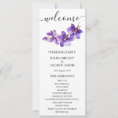 Orchidee wit script bruiloft Programmakaart (Voorkant)