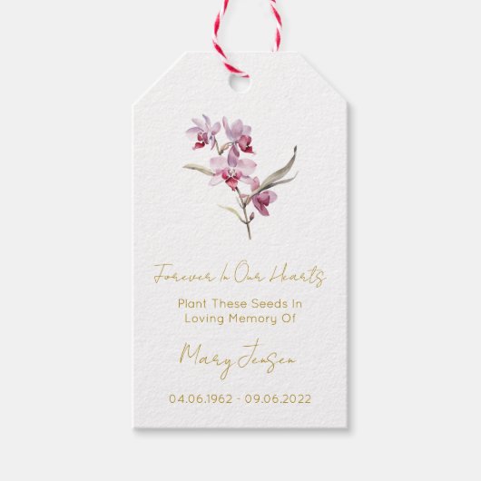 Orchidee Zaadpakket Rouw Cadeautags Cadeaulabel (Voorkant)