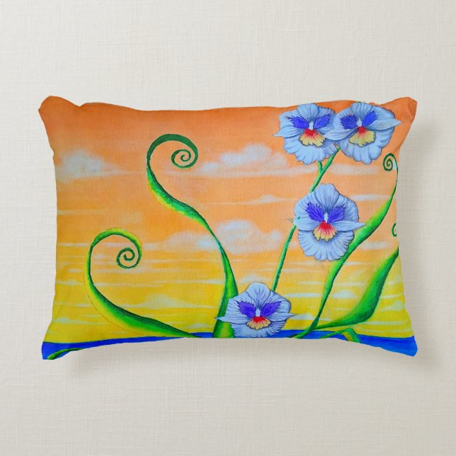 Orchidee zonsondergang accent kussen (Voorkant)