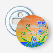 Orchidee zonsondergang button flesopener (Voorkant)