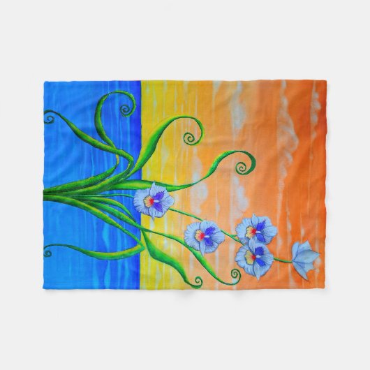 Orchidee zonsondergang fleece deken (Voorkant (Horizontaal))