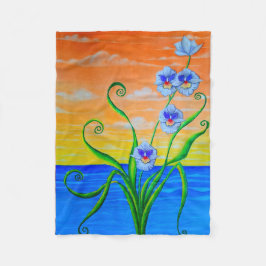 Orchidee zonsondergang fleece deken