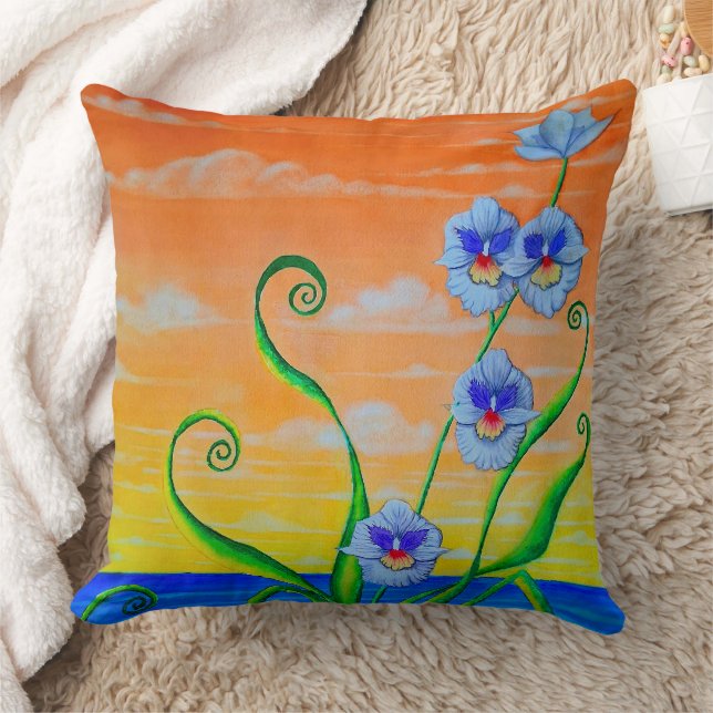 Orchidee zonsondergang kussen (Deken)