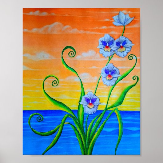 Orchidee zonsondergang poster (Voorkant)