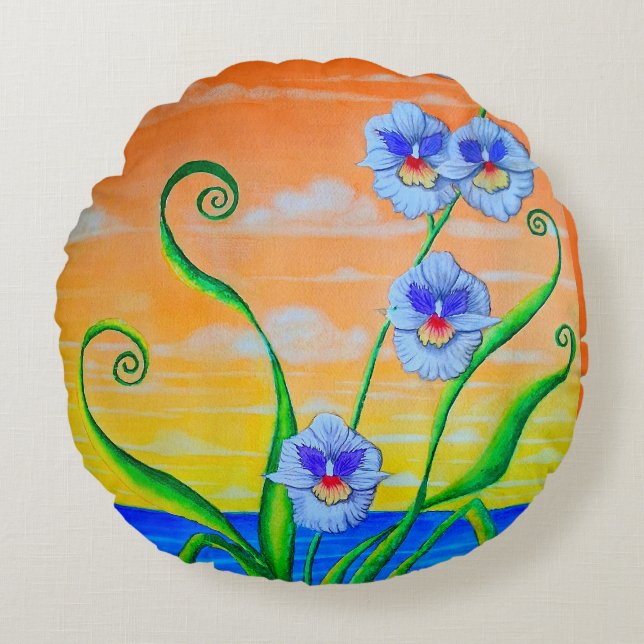 Orchidee zonsondergang rond kussen (Voorkant)