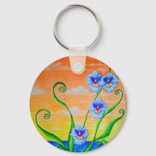 Orchidee zonsondergang sleutelhanger