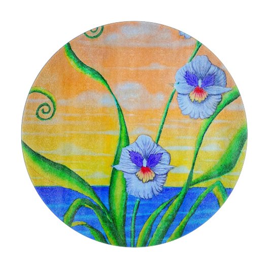 Orchidee zonsondergang snijplank (Voorkant)