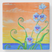 Orchidee zonsondergang stenen onderzetter (Voorkant)
