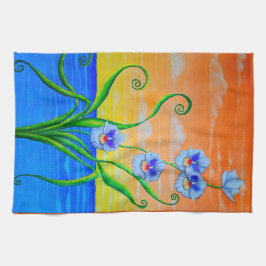 Orchidee zonsondergang theedoek