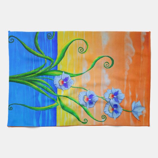 Orchidee zonsondergang theedoek (Horizontaal)