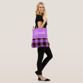 Orchidee Zwart Tartan Persoonlijke Naam Bruiloft Tote Bag (Op model)