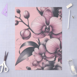 Orchideebloemen Roze Paarse grillige decoupage Tissuepapier