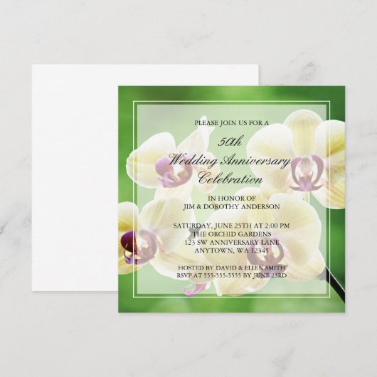 Orchideeën 50ste huwelijksjubileum uitnodigingen (Voorkant / Achterkant)