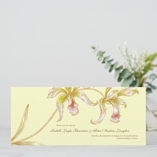  Orchideeën Bewaar de datum Bruiloft Kaart (Staand voorkant)