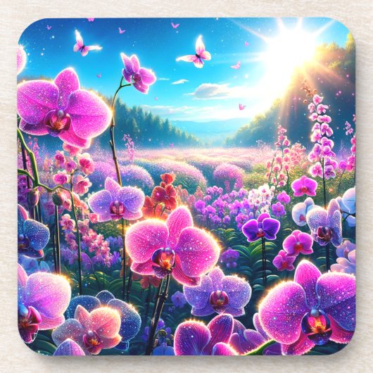 Orchideeën Bier Onderzetter (Voorkant)