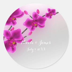 Orchideeën Bloemen Elegant Bloemstuk Bruiloft Favo Ronde Sticker