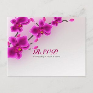 Orchideeën Bloemen Elegante Bloemige Bruiloft RSVP Uitnodiging Briefkaart