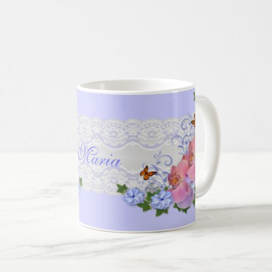Orchideeën bloemen gepersonaliseerde Mug Koffiemok (Voorkant rechts)