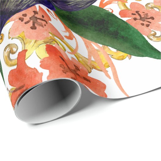 Orchideeën Bloemventilator Waterverf  Cadeaupapier (Rol Hoek)