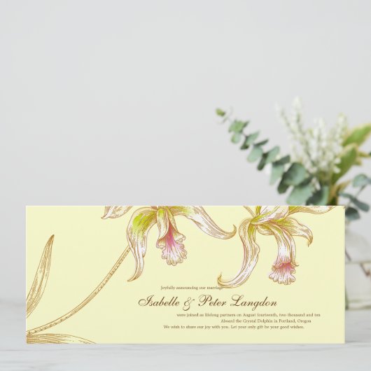  orchideeën bruiloft aankondiging Kaart (Staand voorkant)