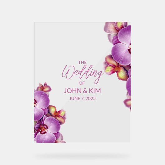 Orchideeën bruiloft acryl bord (Voorkant)