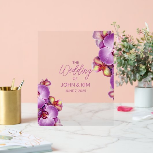 Orchideeën bruiloft acryl bord (Huwelijk)