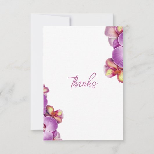 Orchideeën bruiloft bedankkaart (Voorkant)