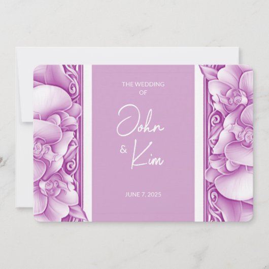 Orchideeën bruiloft foto uitnodiging (Voorkant)