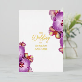 Orchideeën bruiloft gouden folie uitnodiging