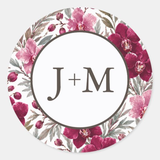 Orchideeën Bruiloft Ronde Sticker (Voorkant)