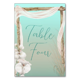 Orchideeën en Boho Arch op het strand bruiloft Kaart