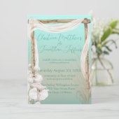 Orchideeën en Boho Arch op het strand bruiloft Kaart (Staand voorkant)