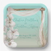 Orchideeën en Boho Arch op het strand bruiloft Papieren Bordje (Voorkant)